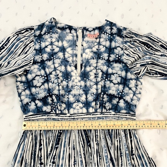 Anthropologie “Behati” Mini Dress Boho Shibori Tie-Dye Metallic Embroidery Small - Picture 15 of 16